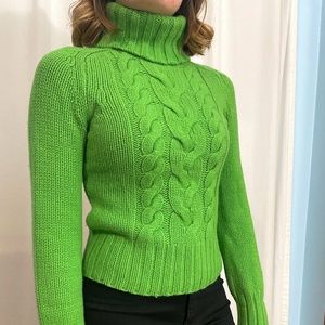 Express Lime Green High Turtleneck Sweater